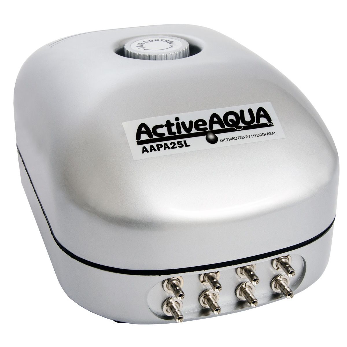 Active Aqua 12W air pump with 4 outlets, silver, AAPA25L model.