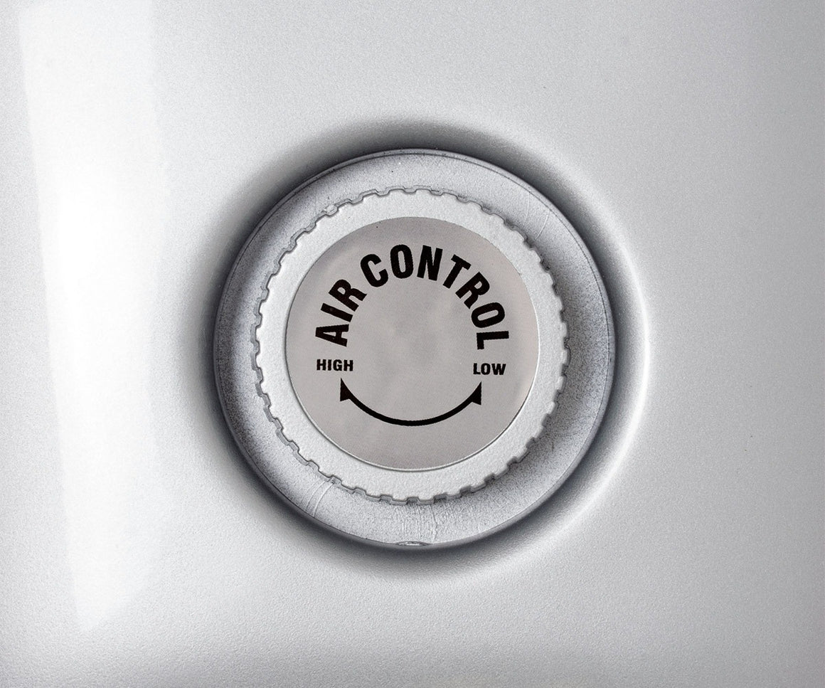 Close-up of an "Air Control" dial with "HIGH" and "LOW" settings.