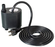 Black submersible water pump with power cord and plug.