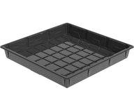 Black 2.0 low rise 4x4 tray with grid pattern, for plants or seedlings.