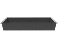 Black 4x4 grow tray with reinforced corners and a low profile.