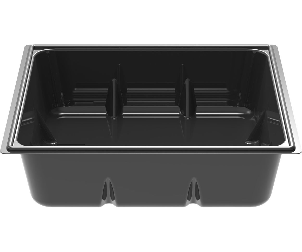 Black 100-gallon ActiveAqua 2.0 reservoir with internal dividers and drainage channels.