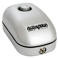 Silver ActiveAqua AAPA3.2L air pump for aquariums, with air control knob and output valve.