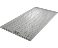 A grey, rectangular grow tray with a grid pattern of raised squares for hydroponic systems.