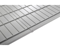 Gray hydroponic grow tray with ridged surface and a small gutter.