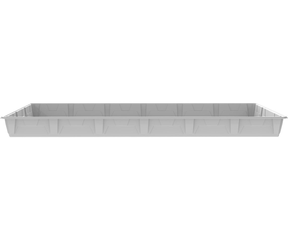 Light grey rectangular tray with textured sides, isolated on white background.