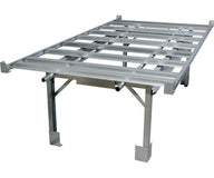 ActiveAqua 4x8ft rolling bench system, aluminum frame with multiple support beams and adjustable legs.