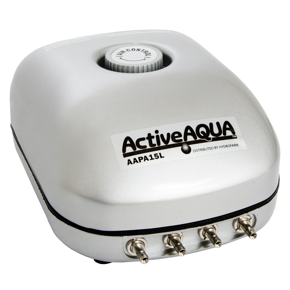 Silver Active AQUA AAPA15L air pump with air control dial and multiple outlets.
