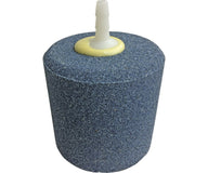 Cylindrical air stone aquarium bubbler with white plastic tubing and yellow connector.