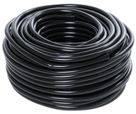 Black tubing coiled on a white background.