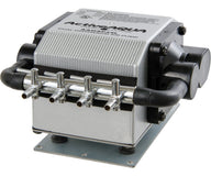 ActiveAqua dual diaphragm air pump with four outlets and rubber feet on a metal base.