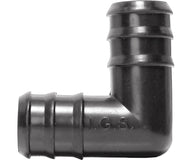 Black elbow connector with ribbed ends and 