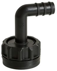 Black plastic 90-degree elbow fitting with barbed end and threaded base, for ActiveAqua GrowFlow kit.