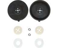 Replacement diaphragm kit with black diaphragms, white spacers, and nuts.