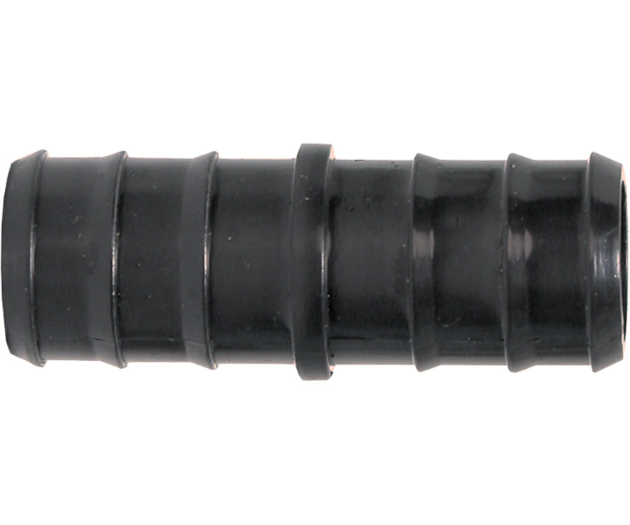 Black ribbed straight hose connector, ActiveAqua AAC75.