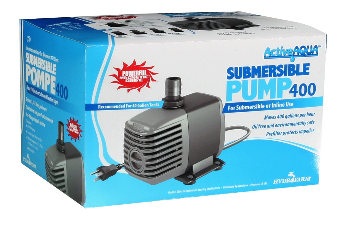 Active Aqua submersible water pump, 400 GPH, for 40-gallon tanks, powerful magnetic drive.