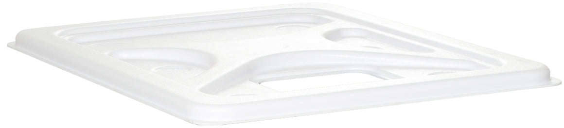 White plastic reservoir cover with segmented compartments and a central cutout.