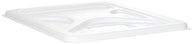 White plastic reservoir cover with segmented compartments and a central cutout.