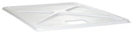 White plastic reservoir cover with cut-out for lid lift, ribbed design for stability.