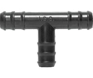 Black plastic T-connector with hose barbs and 