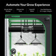VIVOSUN grow tent with AeroZesh G6 inline fan, carbon filter, LED grow lights, and E42A temp/humidity WiFi controller.