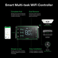 VIVOSUN Smart Multi-task WiFi Controller. Digital display, app, controls AeroLight, AeroZesh inline fan, clip fan for grow environment.