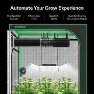 VIVOSUN grow tent kit with flowering plants, inline fan, carbon filter, ducting, LED grow light, and circulation fan.