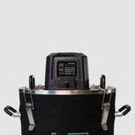Close-up of AetherGreen Automatic Hash Washer v2 with digital display and metal latches.
