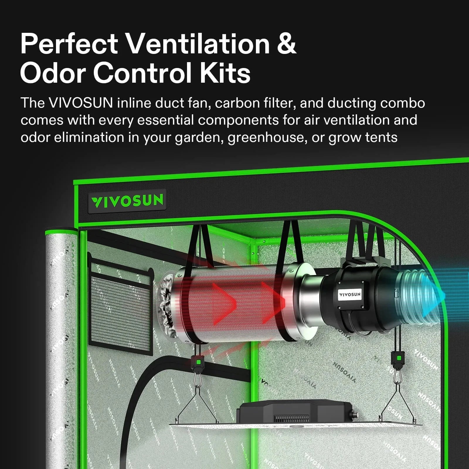 grow tent carbon filter kit Vivosun Inline Fan R4 Air Filtration Kit