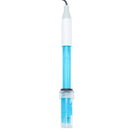 AquaMasterTools C800-Pro pH-EC controller with blue liquid and white top, on white background.