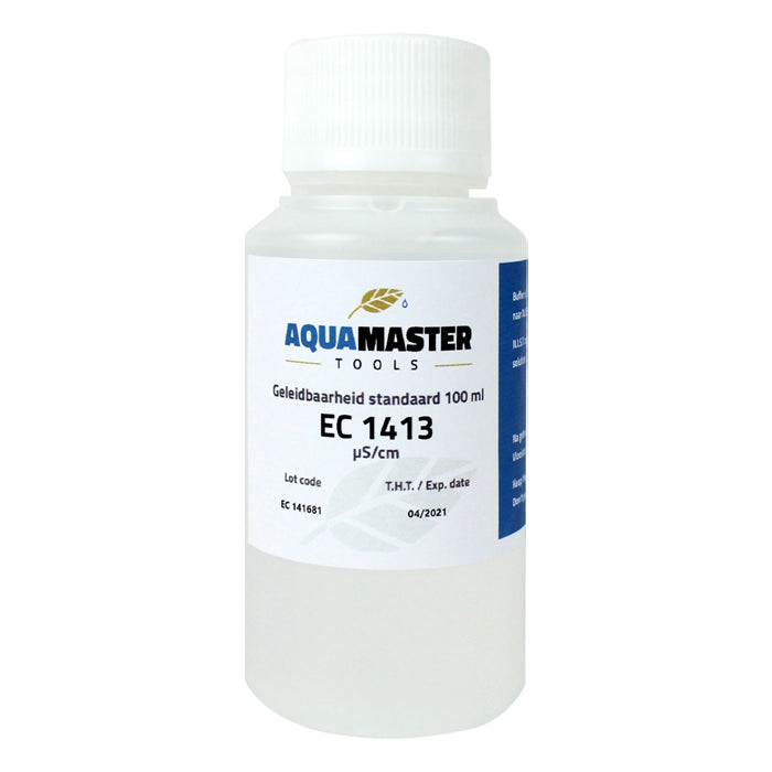 AquaMaster EC 1413 conductivity calibration solution, 100ml bottle.