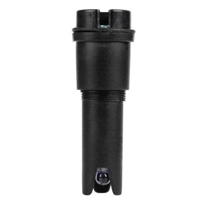 Black EC/temperature meter probe with threaded connector and exposed sensor at the tip.