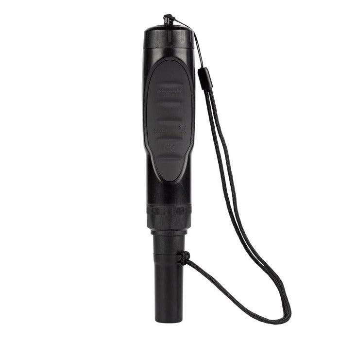 Black EC and temperature meter with a wrist strap.
