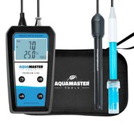 AquaMaster H600 Pro handheld pH, EC, TDS, and temperature meter with probes and carrying case.