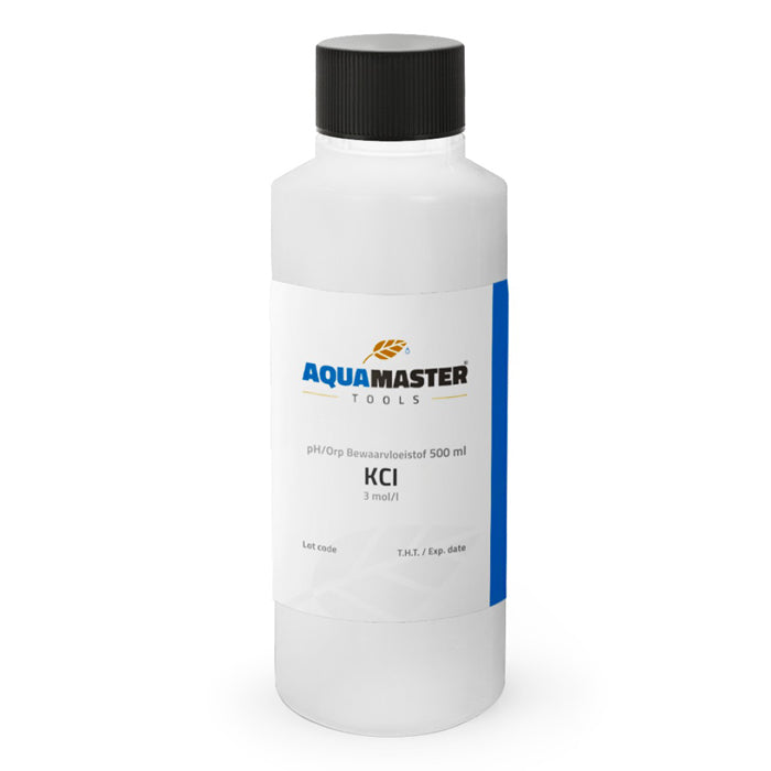 Aquamaster Tools KCl storage solution bottle, 500ml, 3 mol/l.