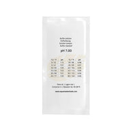 AquaMaster pH 7.00 calibration solution sachet with temperature/pH chart.