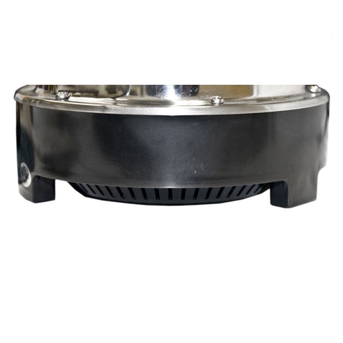 AquaVita 925 sump pump base: black housing with chrome rim and ventilation slots.