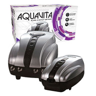AquaVita 9L/min air pump with 4 outlets, quiet & powerful operation, silver and black.