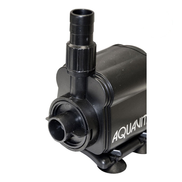 Black Aquanit submersible water pump with output nozzle and branding.