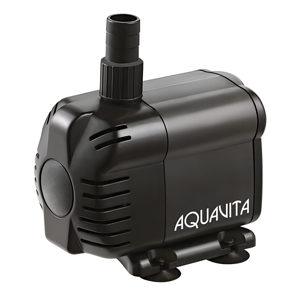 Black Aquanita water pump with suction cups and outlet hose, ideal for aquariums.
