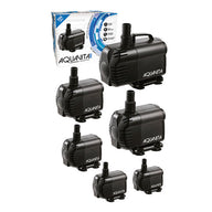 Aquanita submersible water pumps, black, with Aquanita logo, and a box.