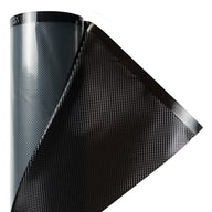 Black textured vacuum seal bag material on a roll, with a gray textured interior.