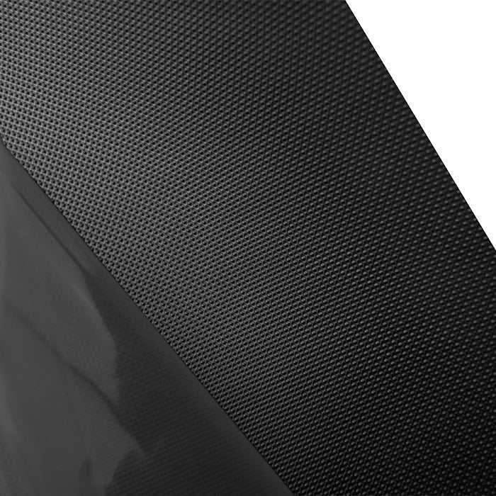 Black textured and smooth plastic vacuum seal bag material.