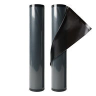 Two gray vacuum seal rolls with a black carbon fiber pattern. One roll has a corner peeled back revealing the pattern.