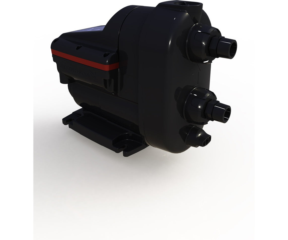 Black Axiom N-8000 reverse osmosis pump with red accent stripe on white background.