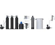 Axeon N-8000 Reverse Osmosis System with black tanks, control panel, filtration unit, and large graduated tank.