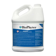 BioSafe BioPhyter beneficial microbe soil amendment for crop production, in a white jug.