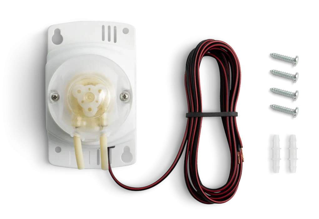 Bluelab IntelliDose peristaltic pump kit with wiring, screws, and wall anchors.