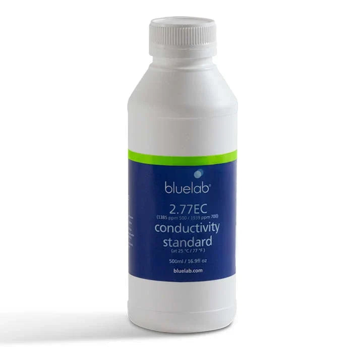 Bluelab 2.77 EC conductivity standard solution bottle, 500ml.