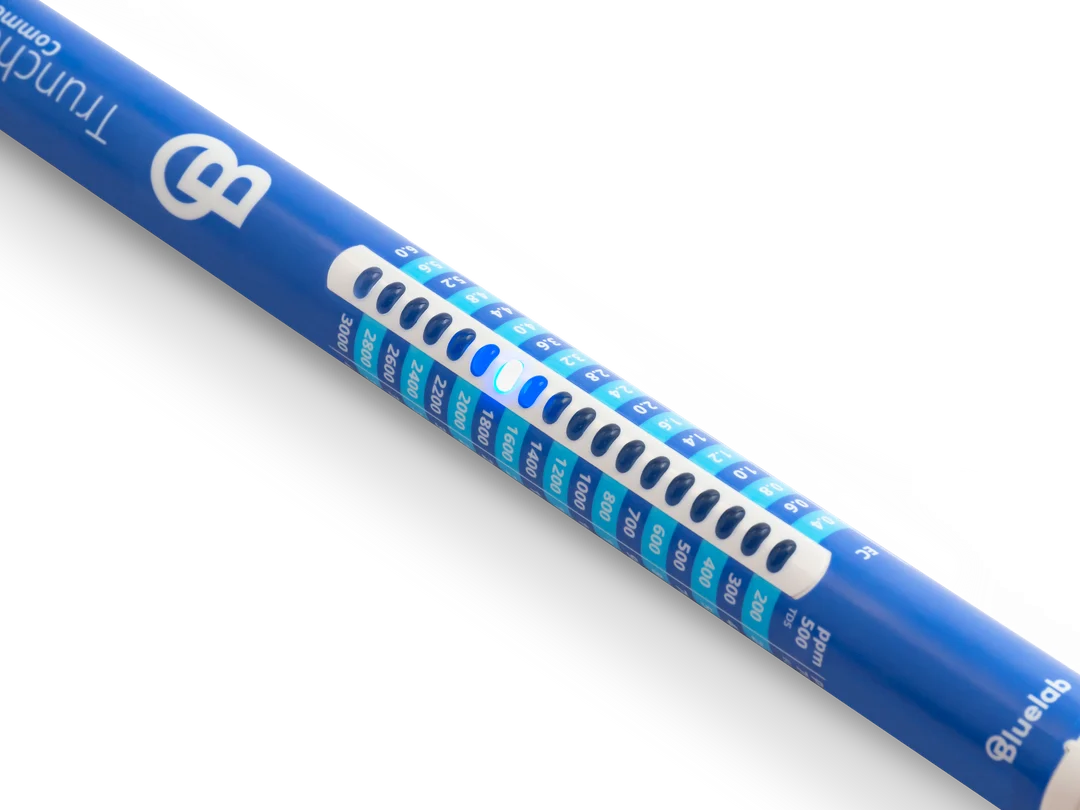 Bluelab Truncheon nutrient meter on a black background.